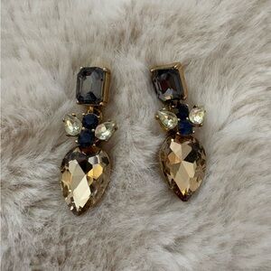 J. Crew Gold and Navy Faceted Drop Earrings